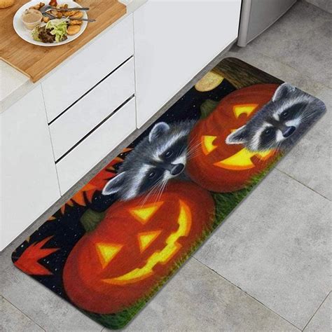 Brief content visible, double tap to read full content. . Halloween kitchen rugs